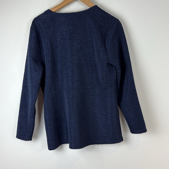 Ann Taylor Deep Blue Faux Wrap Blouse Size Large - Picture 3 of 7